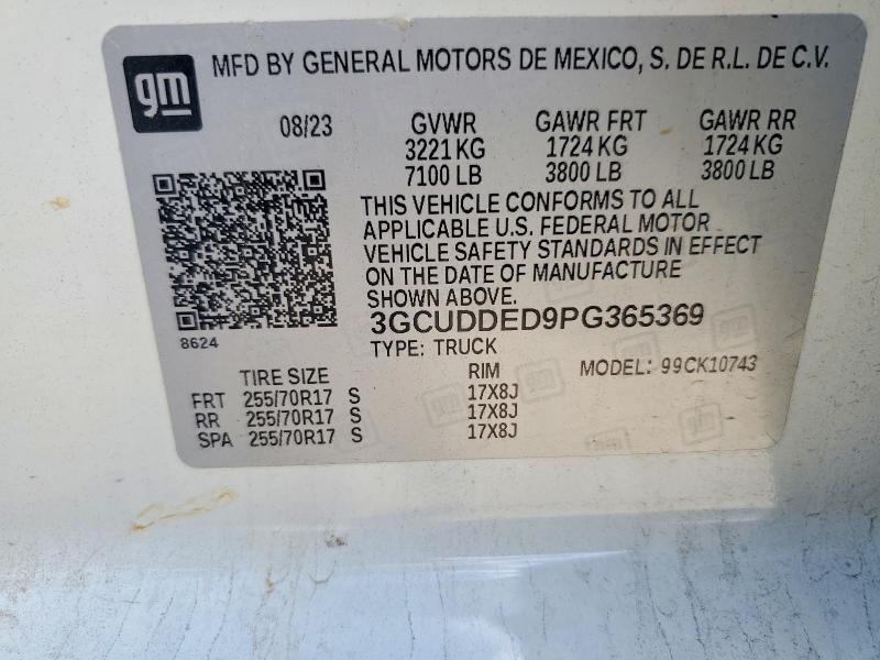 Продажа на аукционе авто 2023 Chevrolet Silverado, vin: 3GCUDDED9PG365369, номер лота: 49686356