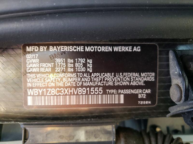 Продажа на аукционе авто 2017 Bmw I3, vin: WBY1Z8C3XHV891555, номер лота: 49452136