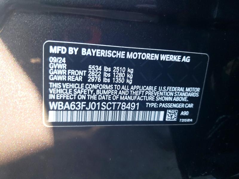Aukcja sprzedaży 2025 Bmw 540, vin: WBA63FJ01SCT78491, numer aukcji: 51000186