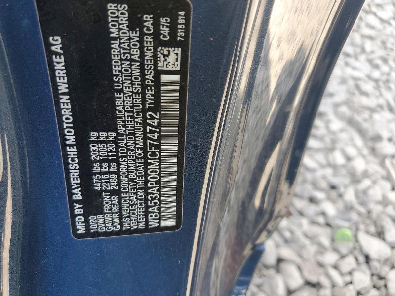 51287826 :رقم المزاد ، WBA53AP00MCF74742 vin ، 2021 Bmw 430i مزاد بيع
