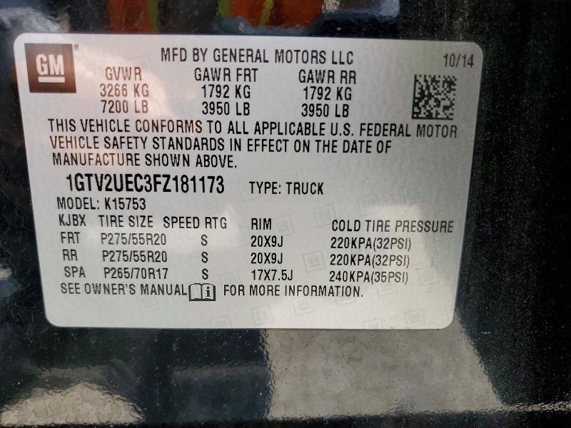 2015 Gmc Sierra მანქანა იყიდება აუქციონზე, vin: 1GTV2UEC3FZ181173, აუქციონის ნომერი: 50918296