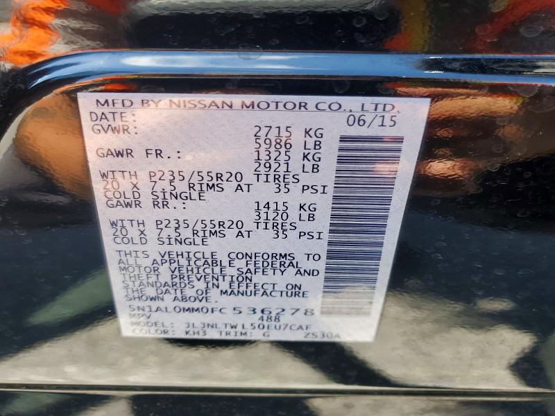 2015 Infiniti Qx60 მანქანა იყიდება აუქციონზე, vin: 5N1AL0MM0FC536278, აუქციონის ნომერი: 51566886