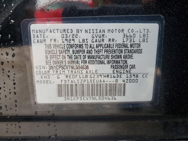 51764746 :رقم المزاد ، 3N1CP5CV7NL504636 vin ، 2022 Nissan Kicks مزاد بيع