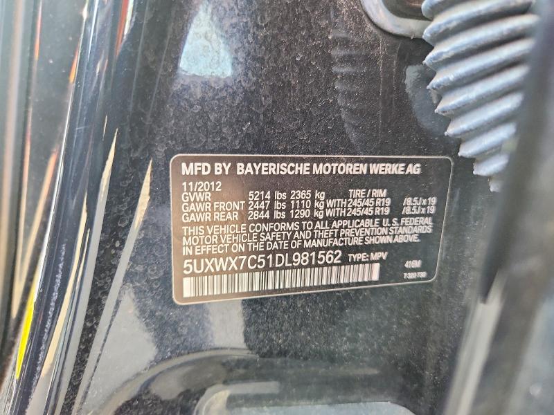 2013 Bmw X3 მანქანა იყიდება აუქციონზე, vin: 5UXWX7C51DL981562, აუქციონის ნომერი: 51479356