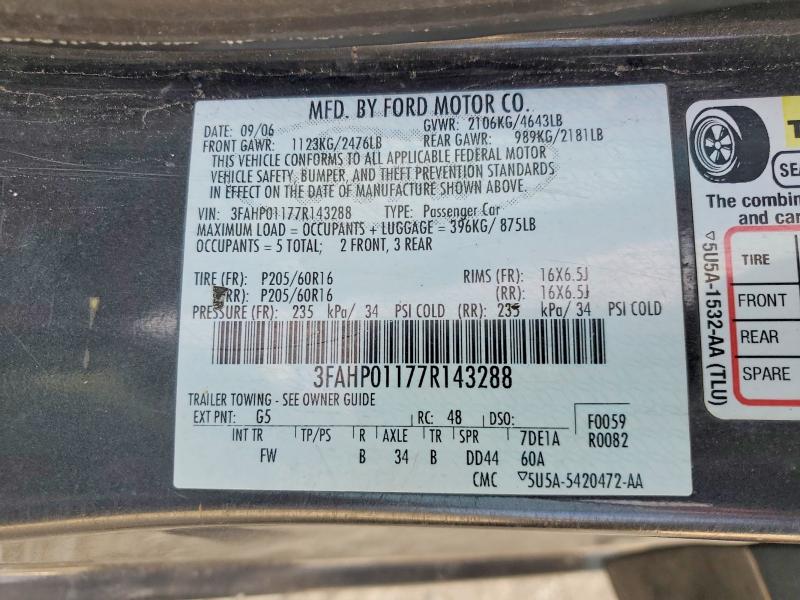 Aukcja sprzedaży 2007 Ford Fusion, vin: 3FAHP01177R143288, numer aukcji: 49247246