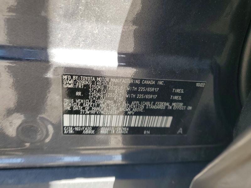 50622346 :رقم المزاد ، 2T3W1RFV7NC208587 vin ، 2022 Toyota Rav4 مزاد بيع