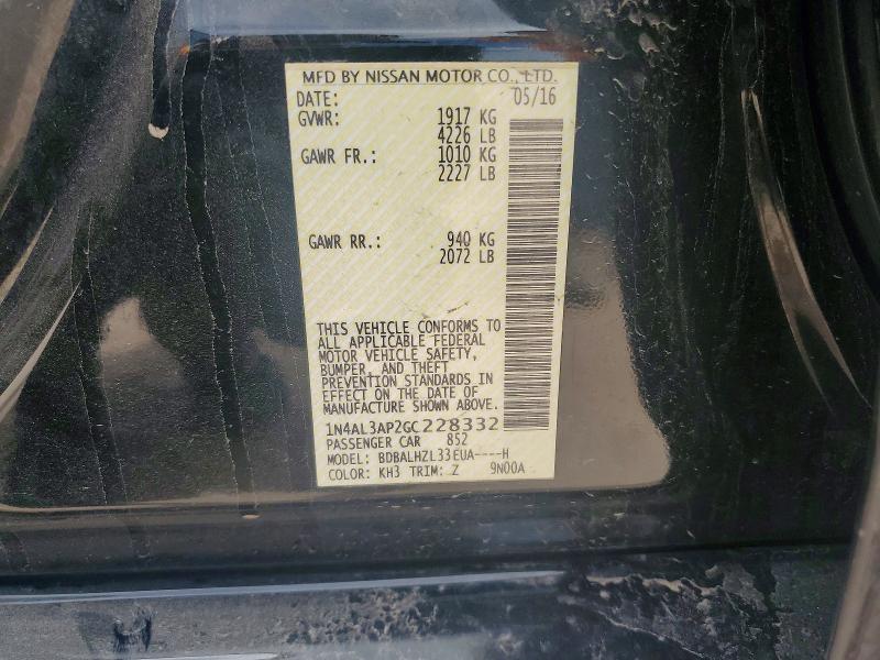 50931636 :رقم المزاد ، 1N4AL3AP2GC228332 vin ، 2016 Nissan Altima مزاد بيع
