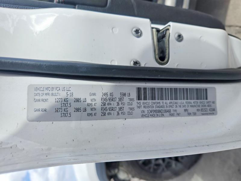2019 Jeep Cherokee მანქანა იყიდება აუქციონზე, vin: 1C4PJMBX0KD186468, აუქციონის ნომერი: 49683556