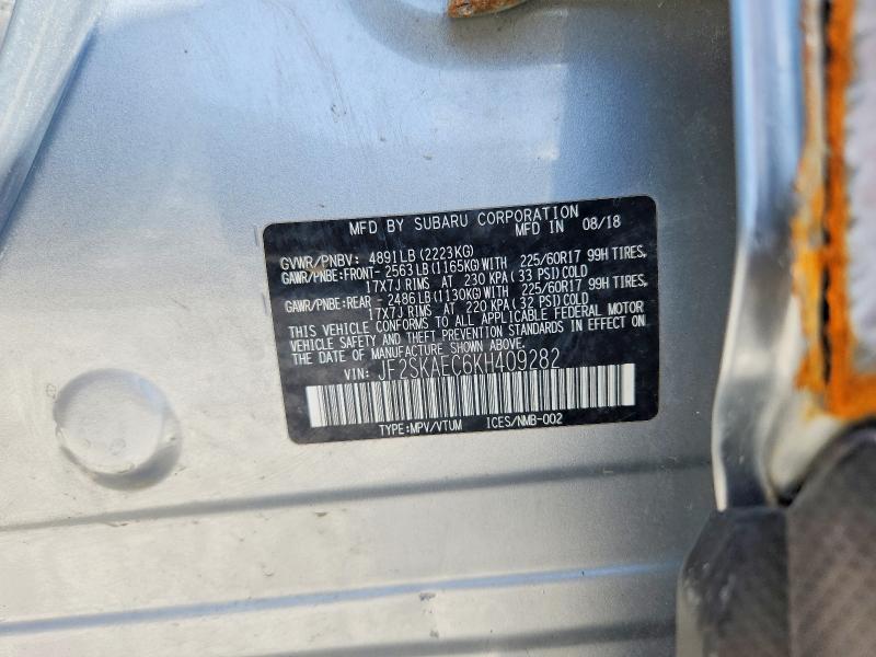50114716 :رقم المزاد ، JF2SKAEC6KH409282 vin ، 2019 Subaru Forester مزاد بيع
