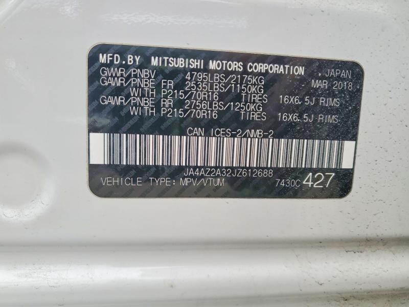 Продажа на аукционе авто 2018 Mitsubishi Outlander, vin: JA4AZ2A32JZ612688, номер лота: 47943206