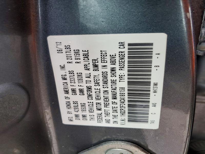 Aukcja sprzedaży 2012 Honda Accord, vin: 1HGCP2F34CA189158, numer aukcji: 47990806