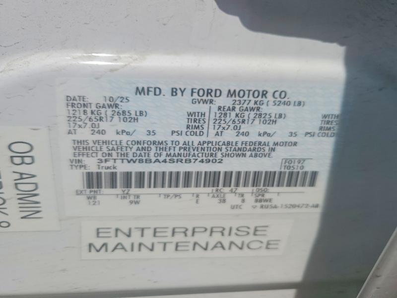 Продажа на аукционе авто 2025 Ford Maverick, vin: 3FTTW8BA4SRB74902, номер лота: 50948846