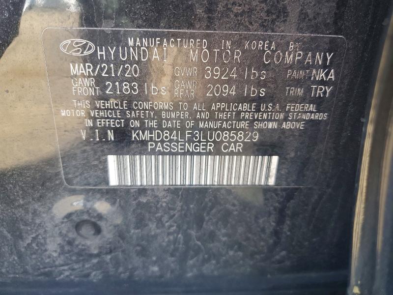 Продаж на аукціоні авто 2020 Hyundai Elantra, vin: KMHD84LF3LU085829, номер лоту: 49887976
