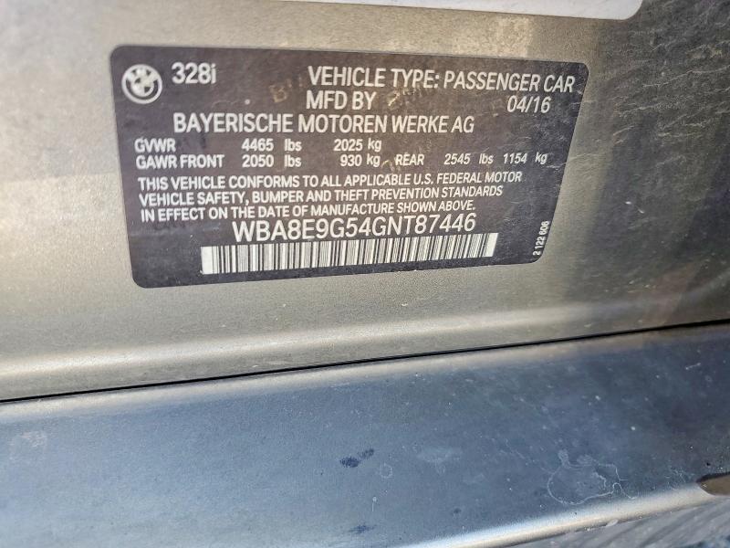 51027456 :رقم المزاد ، WBA8E9G54GNT87446 vin ، 2016 Bmw 328 مزاد بيع