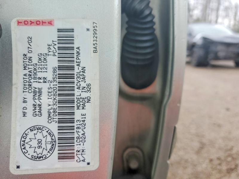 49224776 :رقم المزاد ، JTDBE32K820135286 vin ، 2002 Toyota Camry مزاد بيع