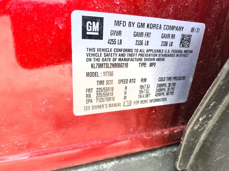 2022 Chevrolet Trailblazer მანქანა იყიდება აუქციონზე, vin: KL79MTSL2NB066210, აუქციონის ნომერი: 50179346
