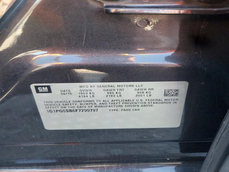 48390936 :رقم المزاد ، 1G1PG5SB6F7299797 vin ، 2015 Chevrolet Cruze مزاد بيع