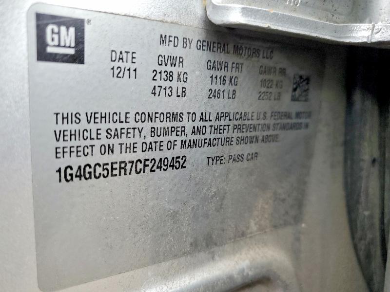 2012 Buick Lacrosse მანქანა იყიდება აუქციონზე, vin: 1G4GC5ER7CF249452, აუქციონის ნომერი: 50804486