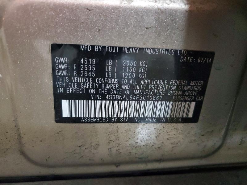 51239686 :رقم المزاد ، 4S3BNAL64F3010862 vin ، 2015 Subaru Legacy مزاد بيع