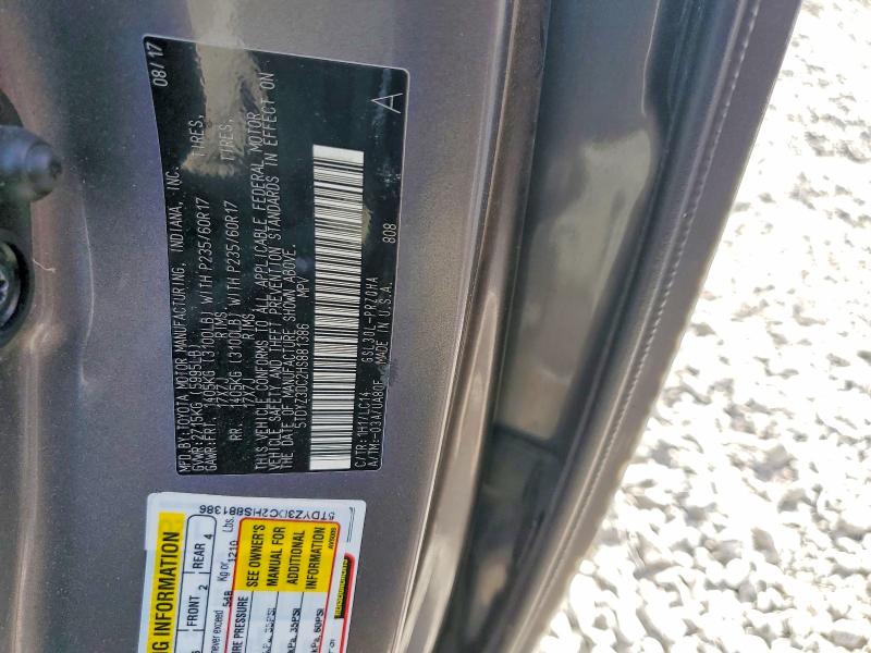 2017 Toyota Sienna მანქანა იყიდება აუქციონზე, vin: 5TDYZ3DC2HS881386, აუქციონის ნომერი: 49530286