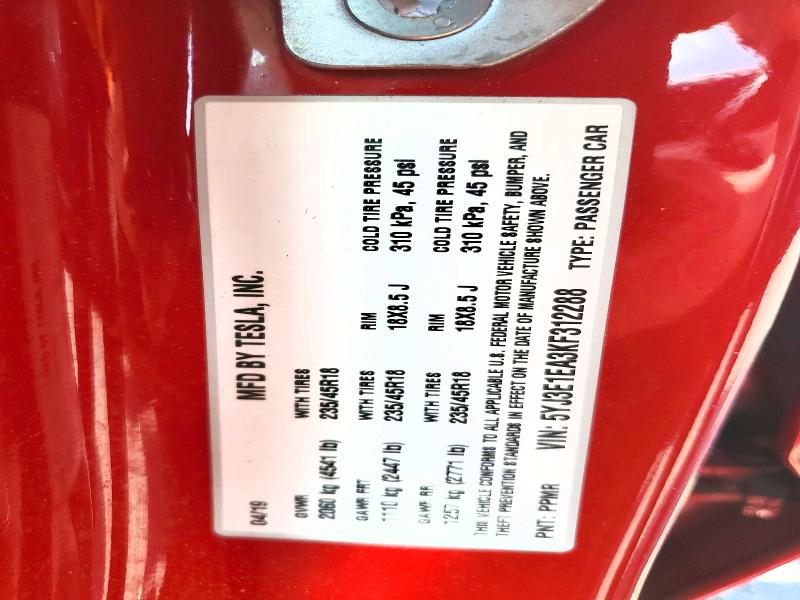 Aukcja sprzedaży 2019 Tesla Model 3, vin: 5YJ3E1EA3KF312288, numer aukcji: 47367226