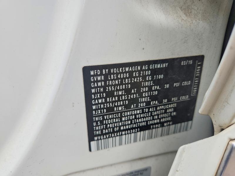 Aukcja sprzedaży 2015 Volkswagen Tiguan, vin: WVGAV7AX4FW093021, numer aukcji: 51835436