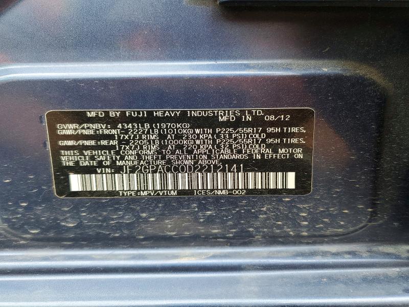 Продаж на аукціоні авто 2013 Subaru Xv Crosstrek, vin: JF2GPACC0D2212141, номер лоту: 51747086