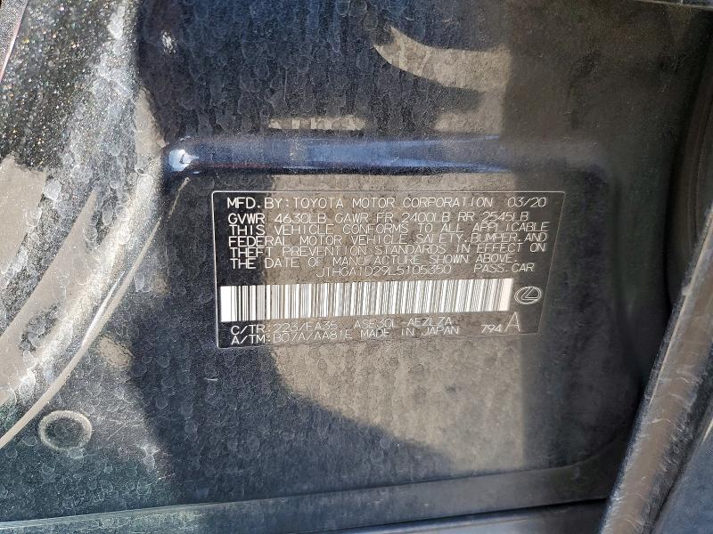 48501626 :رقم المزاد ، JTHGA1D29L5105350 vin ، 2020 Lexus Is 300 مزاد بيع