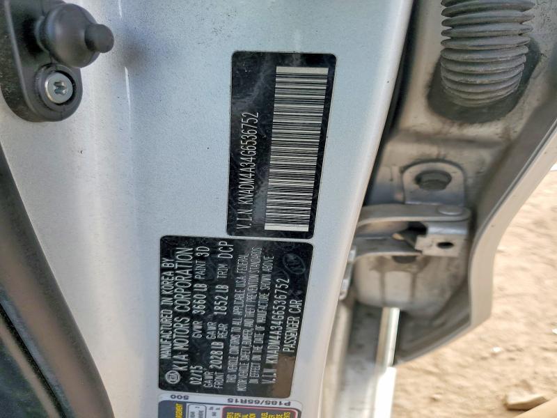 Aukcja sprzedaży 2016 Kia Rio, vin: KNADM4A34G6536752, numer aukcji: 48072986