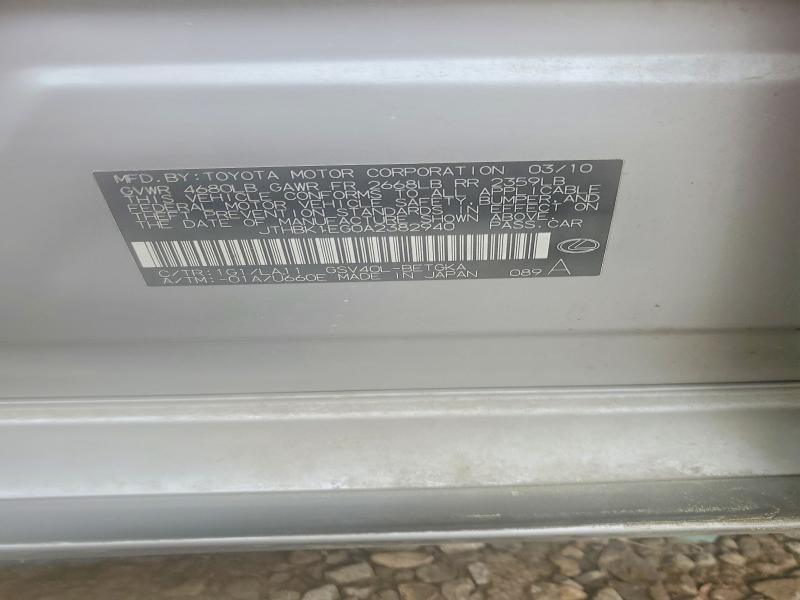 Aukcja sprzedaży 2010 Lexus Es 350, vin: JTHBK1EG0A2382940, numer aukcji: 48406496