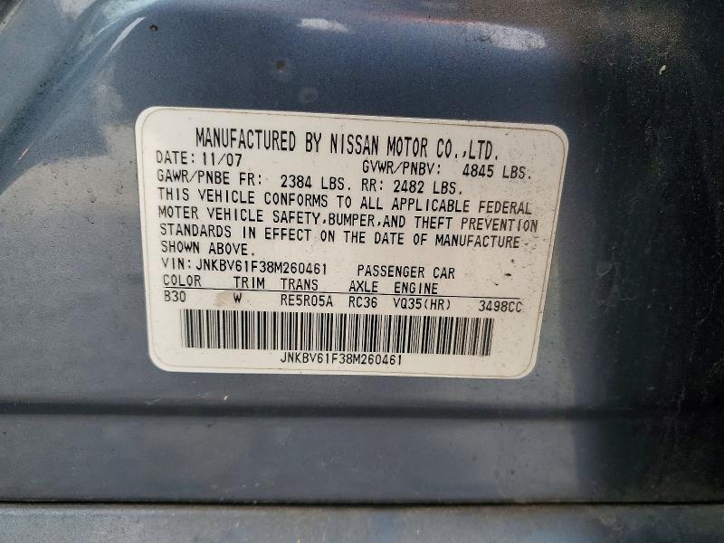 Продаж на аукціоні авто 2008 Infiniti G35, vin: JNKBV61F38M260461, номер лоту: 49217646