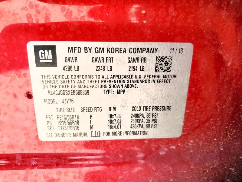 47645796 :رقم المزاد ، KL4CJCSBXEB588859 vin ، 2014 Buick Encore مزاد بيع