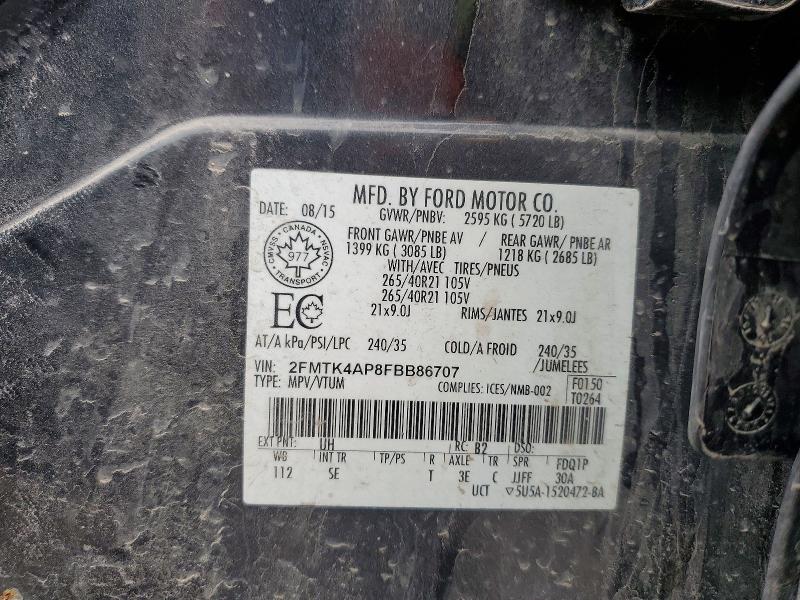 2015 Ford Edge მანქანა იყიდება აუქციონზე, vin: 2FMTK4AP8FBB86707, აუქციონის ნომერი: 46289956