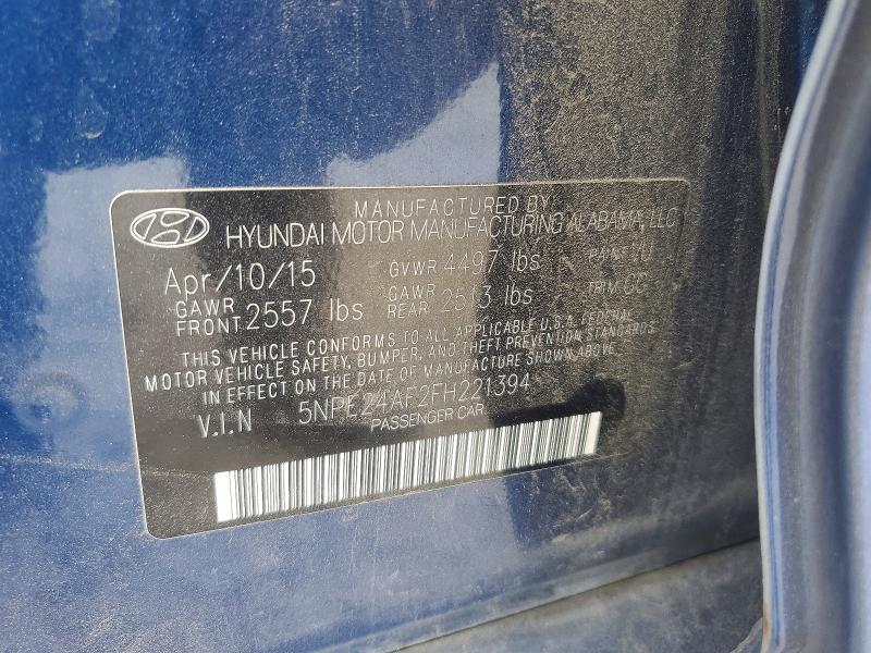 2015 Hyundai Sonata მანქანა იყიდება აუქციონზე, vin: 5NPE24AF2FH221394, აუქციონის ნომერი: 50514576