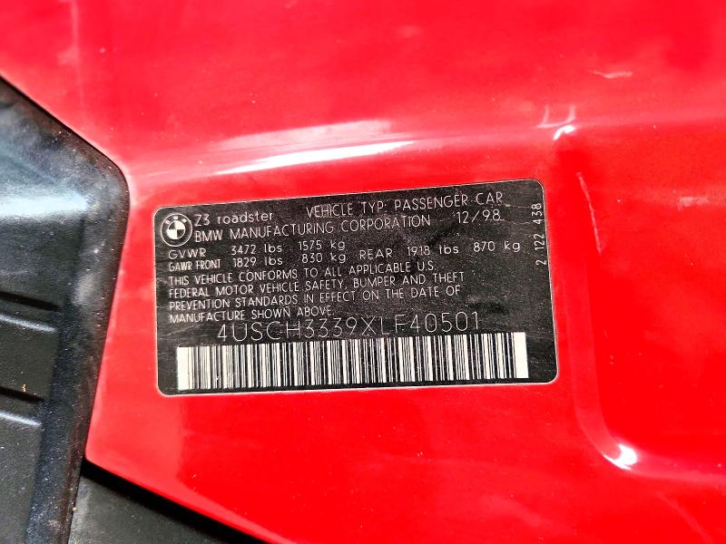 Aukcja sprzedaży 1999 Bmw Z3, vin: 4USCH3339XLF40501, numer aukcji: 51905606