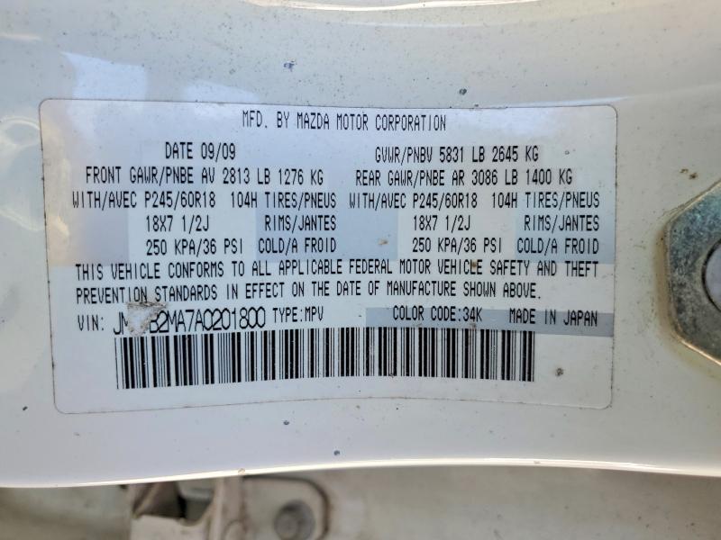 50443816 :رقم المزاد ، JM3TB2MA7A0201800 vin ، 2010 Mazda Cx-9 مزاد بيع