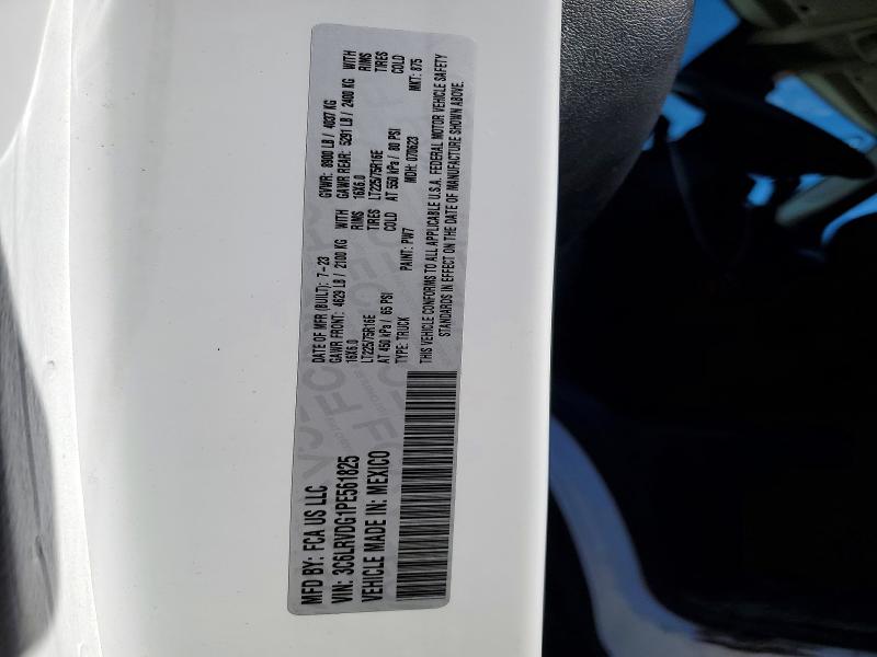51595526 :رقم المزاد ، 3C6LRVDG1PE561825 vin ، 2023 Ram Promaster 2500 مزاد بيع