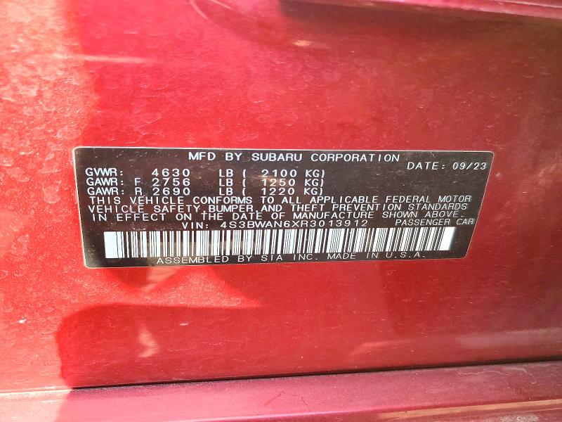 Aukcja sprzedaży 2024 Subaru Legacy, vin: 4S3BWAN6XR3013912, numer aukcji: 51180566