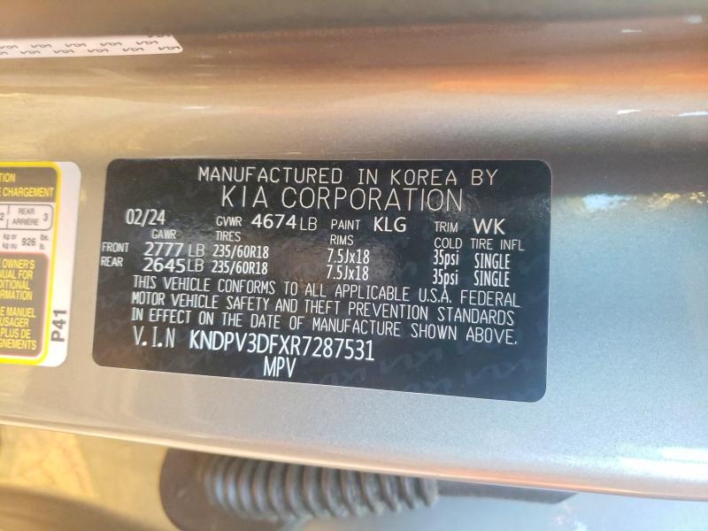 49890526 :رقم المزاد ، KNDPV3DFXR7287531 vin ، 2024 Kia Sportage مزاد بيع