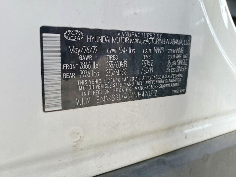 Продажа на аукционе авто 2022 Hyundai Santa Fe, vin: 5NMS3DAJ7NH470712, номер лота: 50271836