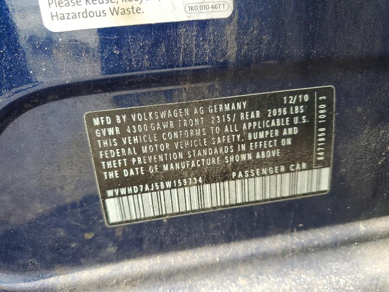 48483576 :رقم المزاد ، WVWHD7AJ5BW159734 vin ، 2011 Volkswagen Gti مزاد بيع