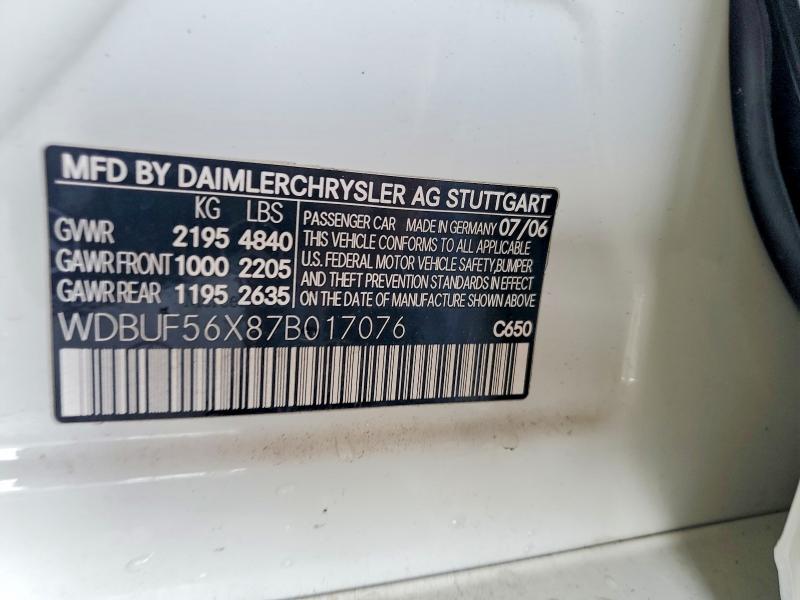 Продаж на аукціоні авто 2007 Mercedes-benz E, vin: WDBUF56X87B017076, номер лоту: 50169246