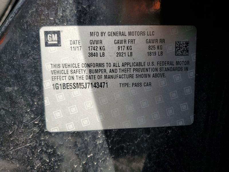 2018 Chevrolet Cruze მანქანა იყიდება აუქციონზე, vin: 1G1BE5SM5J7143471, აუქციონის ნომერი: 48665016