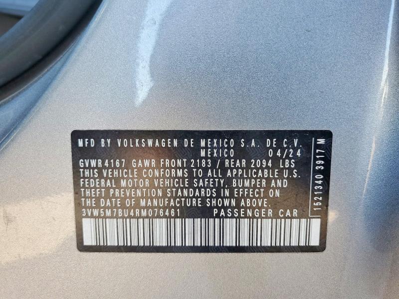 51873226 :رقم المزاد ، 3VW5M7BU4RM076461 vin ، 2024 Volkswagen Jetta مزاد بيع