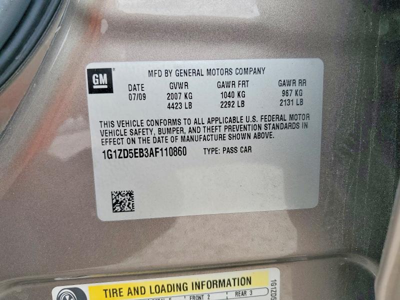 51470096 :رقم المزاد ، 1G1ZD5EB3AF110860 vin ، 2010 Chevrolet Malibu مزاد بيع