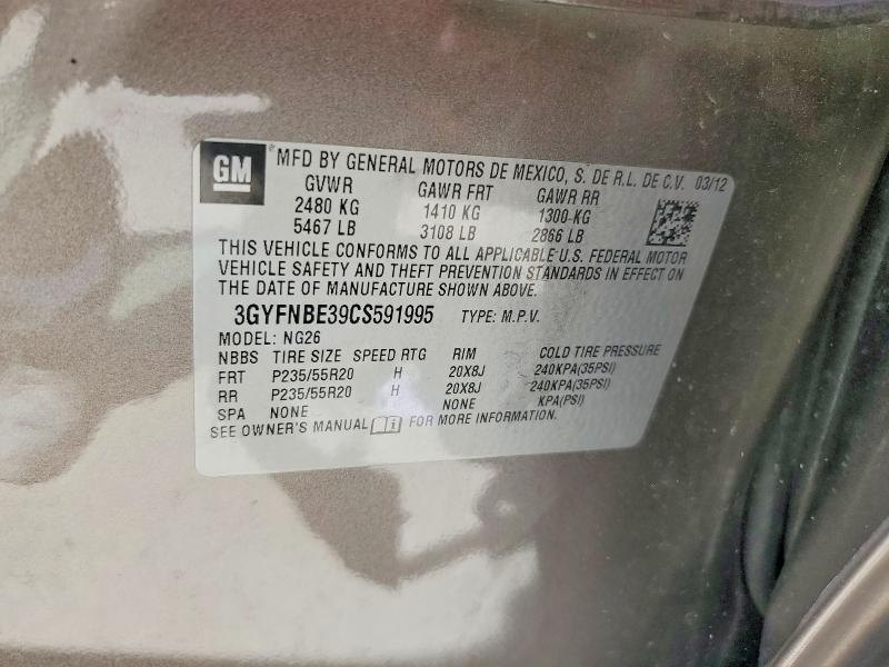 Aukcja sprzedaży 2012 Cadillac Srx, vin: 3GYFNBE39CS591995, numer aukcji: 49897946