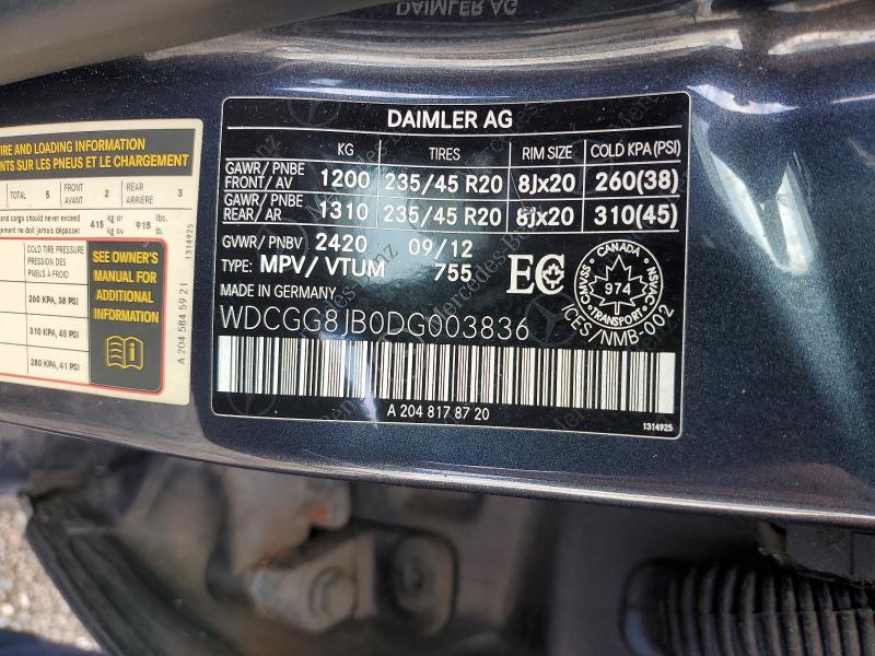 49078346 :رقم المزاد ، WDCGG8JB0DG003836 vin ، 2013 Mercedes Benz Glk مزاد بيع