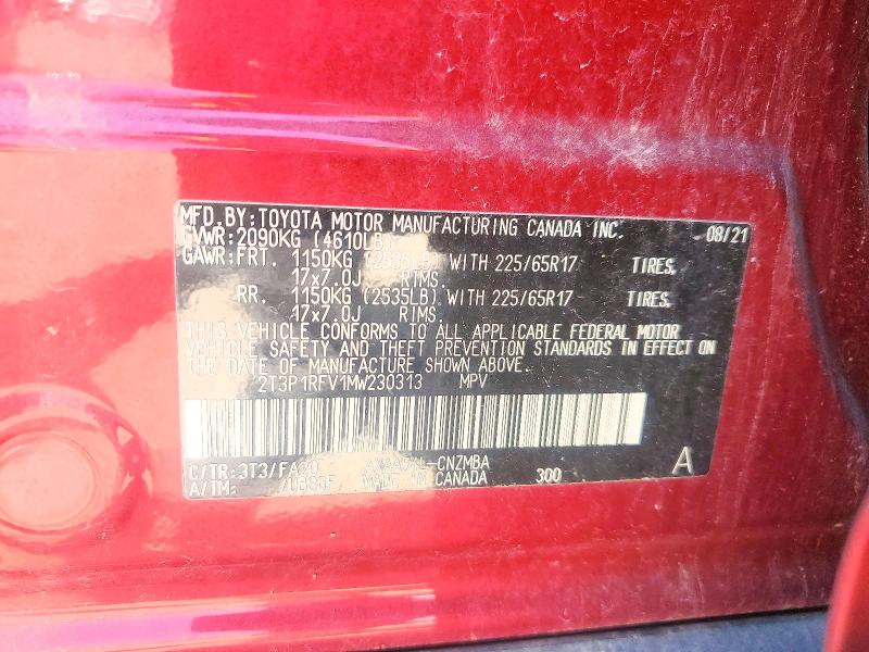 Aukcja sprzedaży 2021 Toyota Rav4, vin: 2T3P1RFV1MW230313, numer aukcji: 50496756