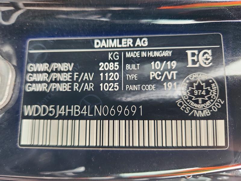 Aukcja sprzedaży 2020 Mercedes-benz Cla, vin: WDD5J4HB4LN069691, numer aukcji: 47423236