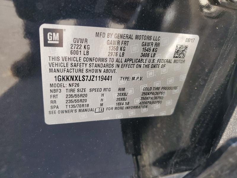 Aukcja sprzedaży 2018 Gmc Acadia, vin: 1GKKNXLS7JZ119441, numer aukcji: 49986266